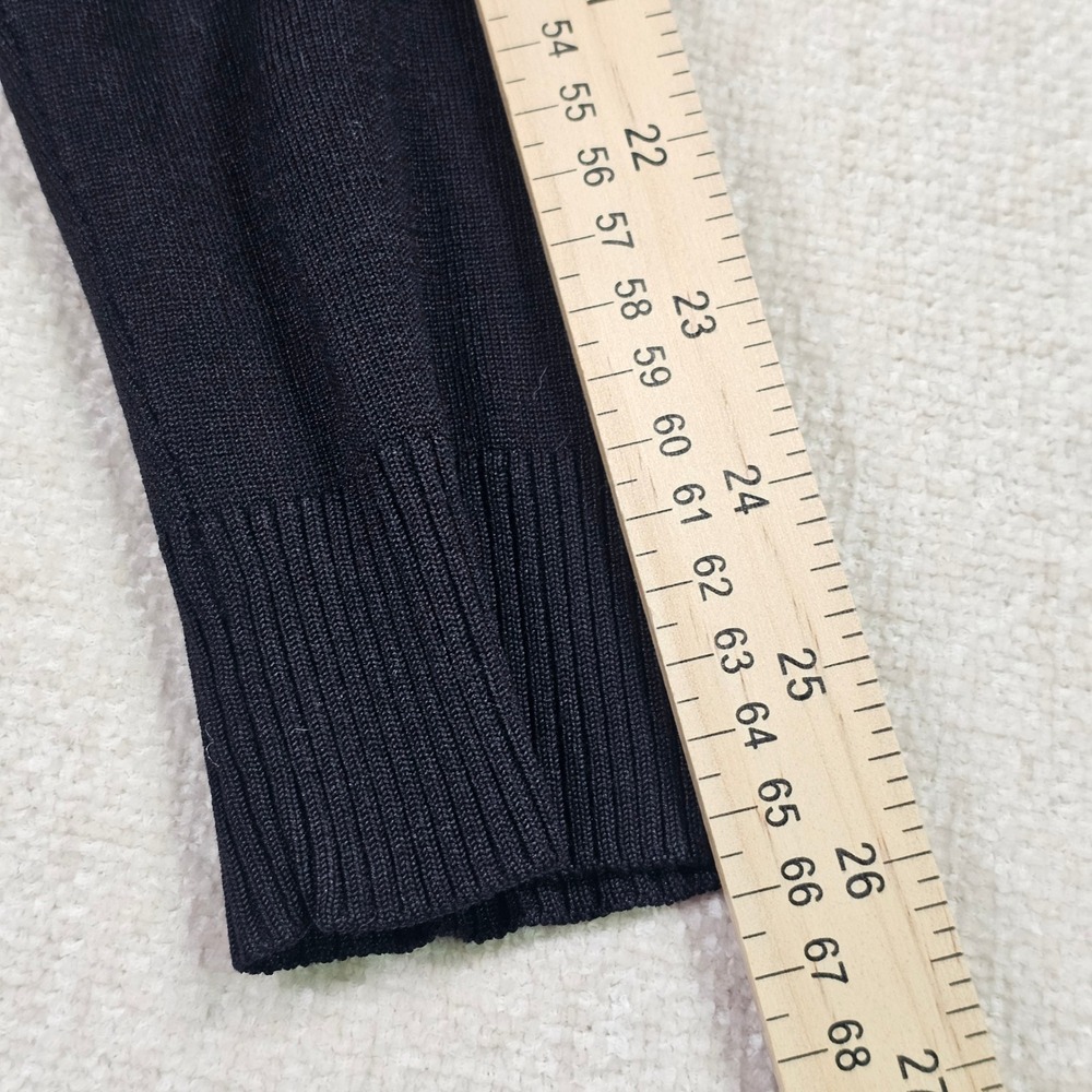 Cache Y2K Cardigan Sweater Zip Up Beaded Fur Trim Hooded Silk Blend Black ‎ M - Picture 10 of 13